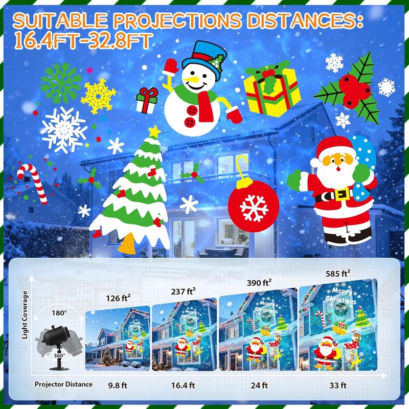 Abdtech 8-Pattern Christmas Projector Lights Outdoor Halloween,2025 Upgraded Brighter Holiday Lights Outdoor 80 Effects (10 Slides +3D Color),2-in-1 Christmas Decorations Outdoor Lighting for Party Decor - Image 4